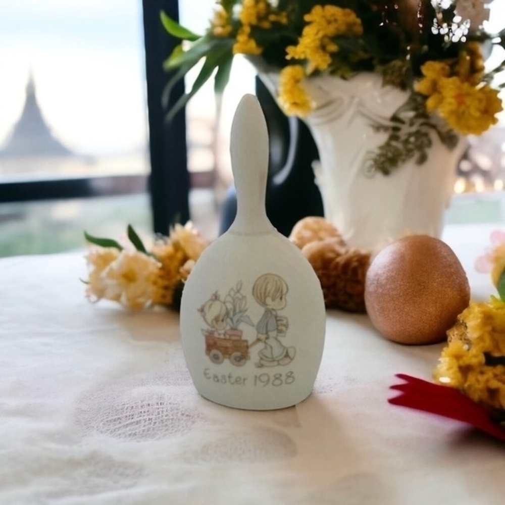 Vintage 1988 Precious Moments Easter Bell 4.5" Enesco Porcelain Hand-Painted VG